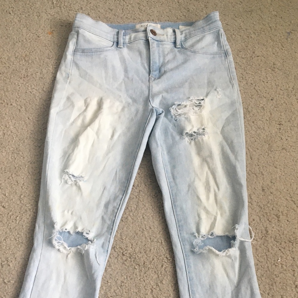 PACSUN Light Blue Ripped Ankle Jeans (Jeggings)
